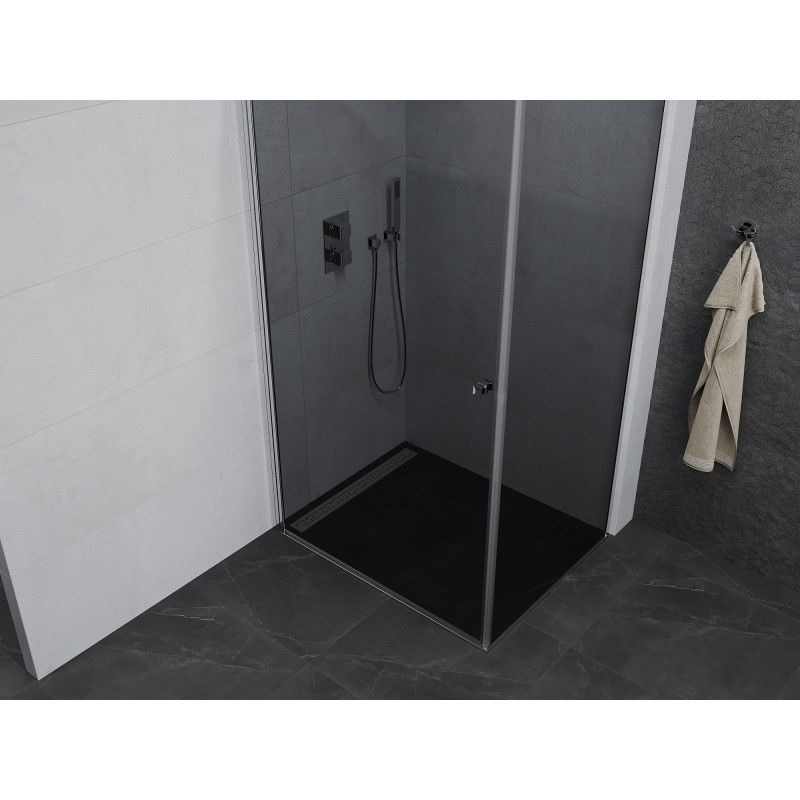 Mexen Pretoria 100 x 90 cm Pivot Shower Enclosure, Graphite, Chrome - 852-100-090-01-40
