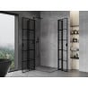 Mexen Mist L Duo Hinged Shower Enclosure 105 x 100 cm, Black Grate, Black - 8A4L-105L-100P-70-77