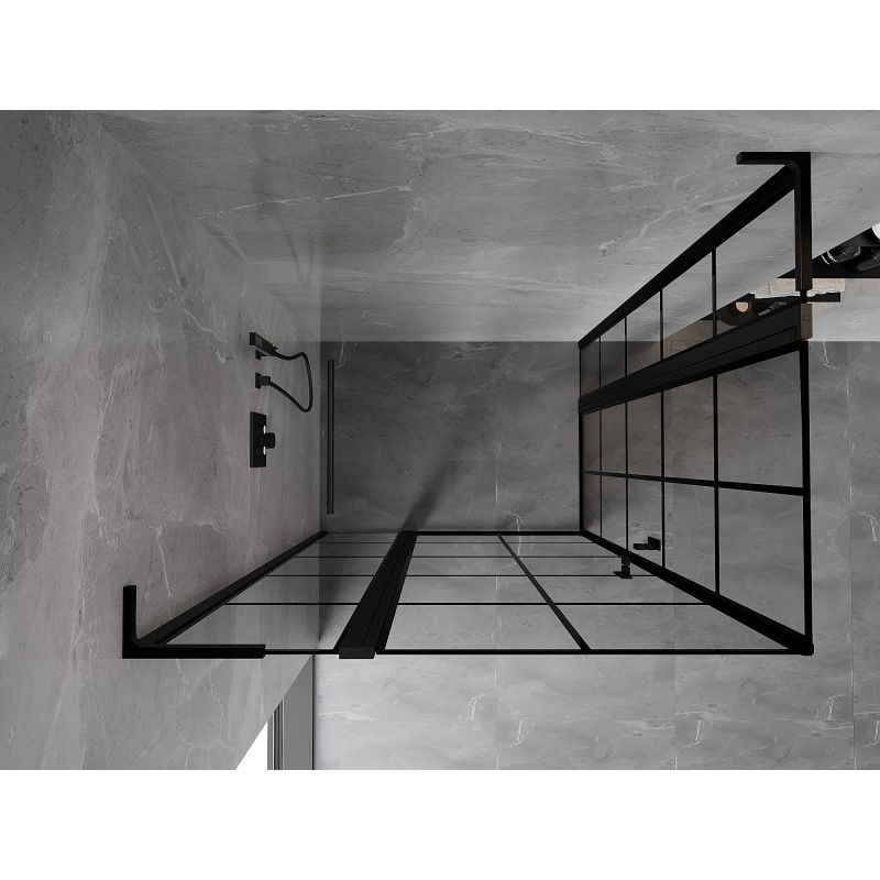 Mexen Mist L Duo hinged shower cabin 120 x 100 cm, black grid, black - 8A4L-120L-100P-70-77