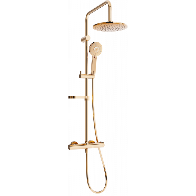 Mexen KX40 surface-mounted shower set with rain shower and thermostatic faucet, rose gold - 771504091-60