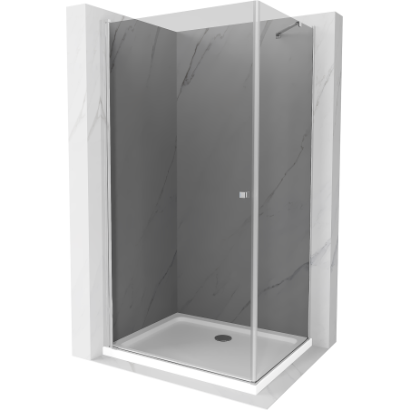 Mexen Pretoria hinged shower enclosure 100 x 70 cm, graphite, chrome + Flat tray - 852-100-070-01-40-4010