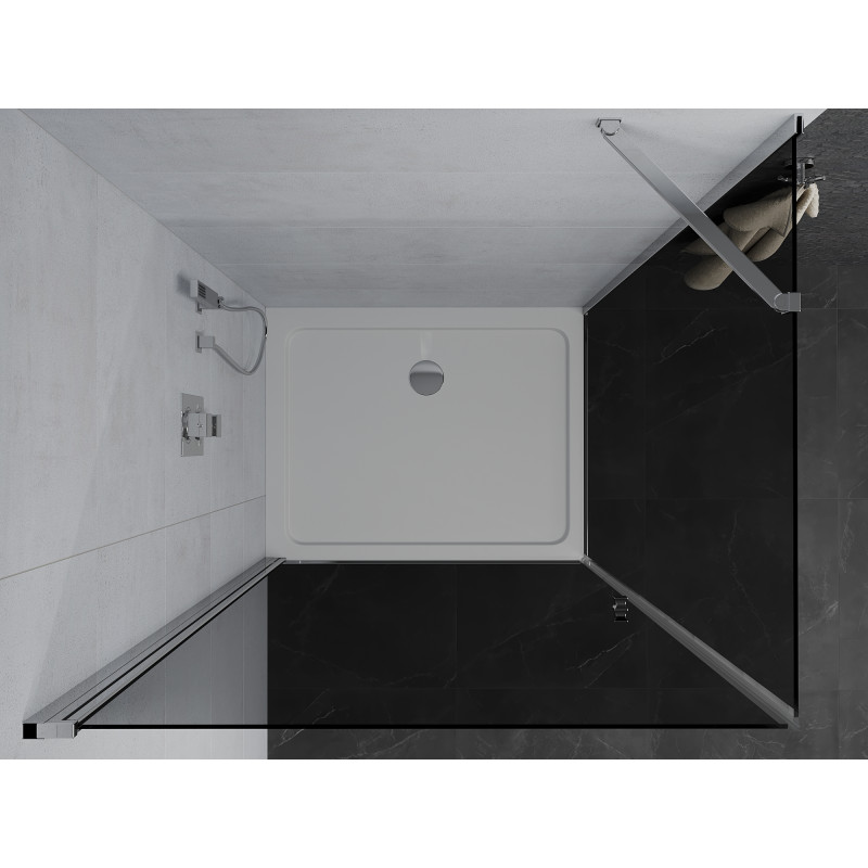 Mexen Pretoria hinged shower cabin 100 x 70 cm, graphite, chrome + Flat shower tray - 852-100-070-01-40-4010