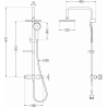 Mexen KX40 exposed shower set with rain shower and thermostatic faucet, brushed gun gray - 771504091-66