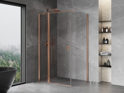 Mexen Mist T 115 x 120 cm Hinged Shower Enclosure, Transparent, Brushed Copper - 8A4T-115-120-65-00