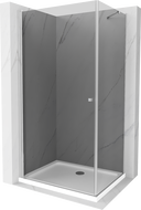 Mexen Pretoria hinged shower cubicle 100 x 90 cm, Graphite, Chrome + shower tray Flat - 852-100-090-01-40-4010