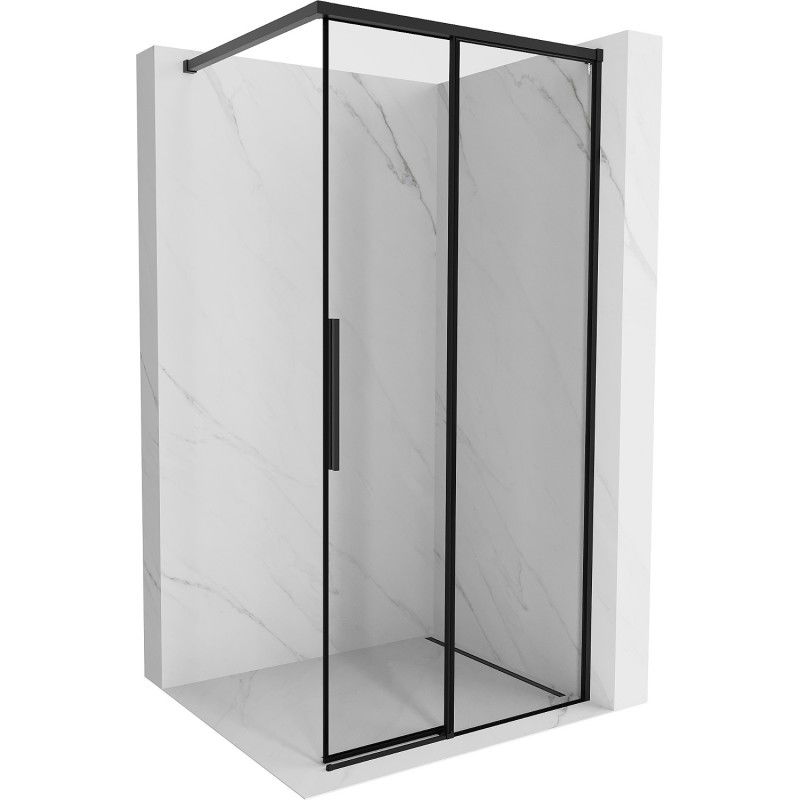 Mexen Rox Walk-in Shower Panel Right 110 x 200 cm, Black Frame 8 mm, Black - 8C2-110-003-70-70-P