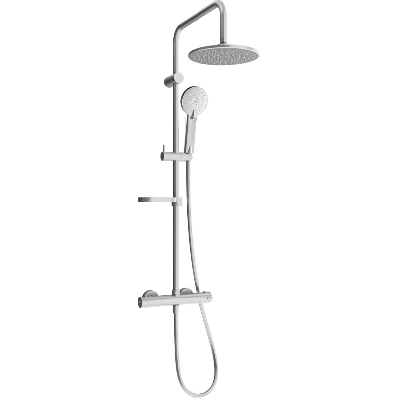 Mexen KX40 exposed shower set with rain shower and thermostatic faucet, brushed gun gray - 771504091-66