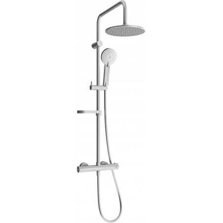 Mexen KX40 exposed shower set with rain shower and thermostatic faucet, brushed gun gray - 771504091-66