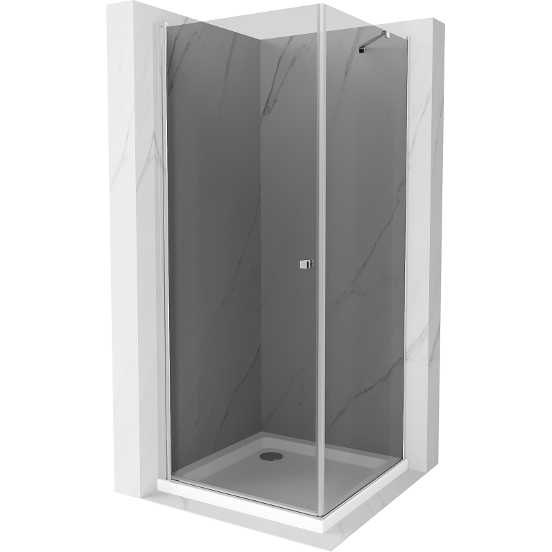 Mexen Pretoria Pivot Shower Enclosure 100 x 100 cm, Graphite, Chrome + Flat Tray - 852-100-100-01-40-4010