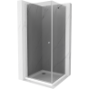 Mexen Pretoria hinged shower cubicle 100 x 100 cm, Graphite , Chrome + shower tray Flat - 852-100-100-01-40-4010