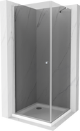 Mexen Pretoria hinged shower cubicle 100 x 100 cm, Graphite , Chrome + shower tray Flat - 852-100-100-01-40-4010