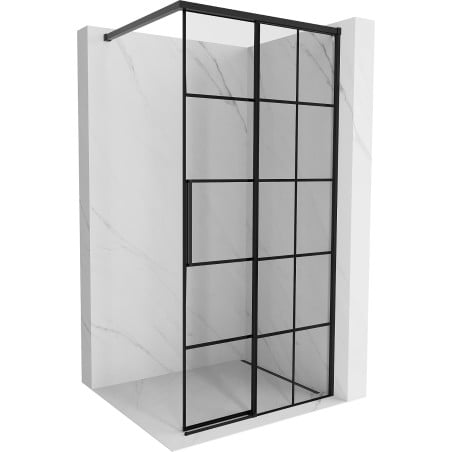 Mexen Rox Walk-in Shower Wall Right 115 x 200 cm, Black Grid 8 mm, Black - 8C2-115-003-70-77-P