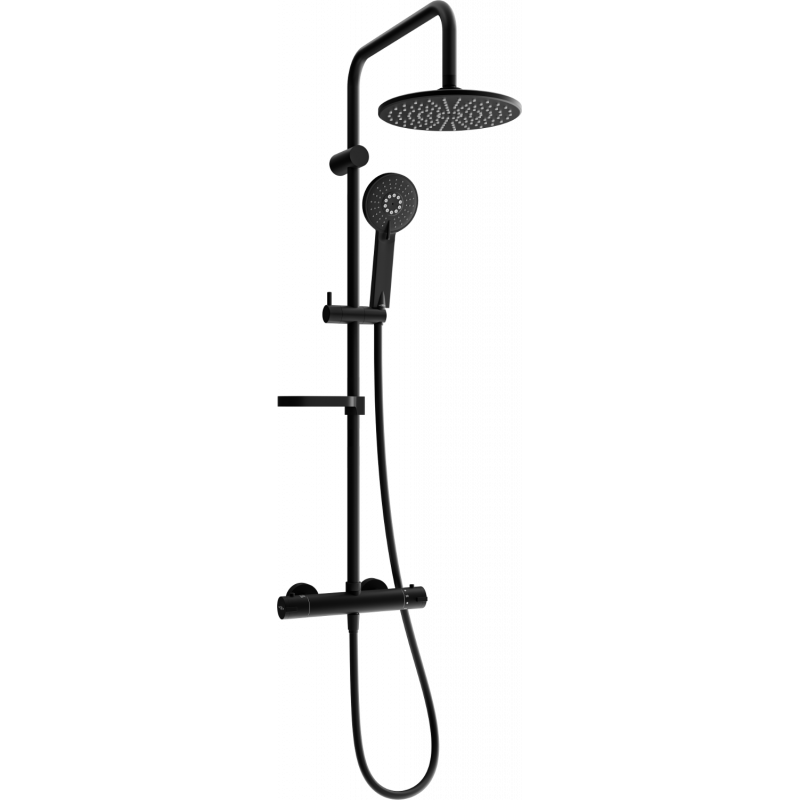 Mexen KX40 exposed shower set with rain shower and thermostatic mixer, black - 771504091-70