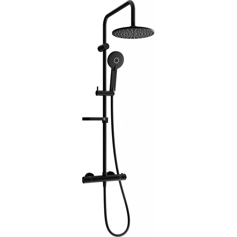 Mexen KX40 surface-mounted shower set with a rainmaker and thermostatic mixer tap, Black - 771504091-70