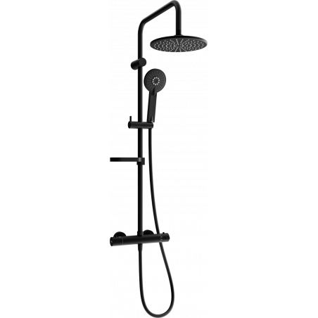 Mexen KX40 surface-mounted shower set with a rainmaker and thermostatic mixer tap, Black - 771504091-70