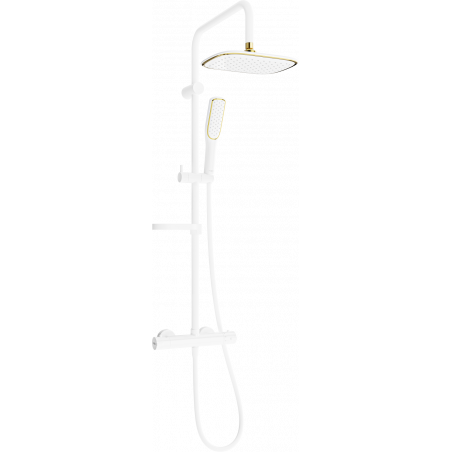 Mexen KX49 exposed shower set with shower head and thermostatic mixer, white/gold - 771504091-25