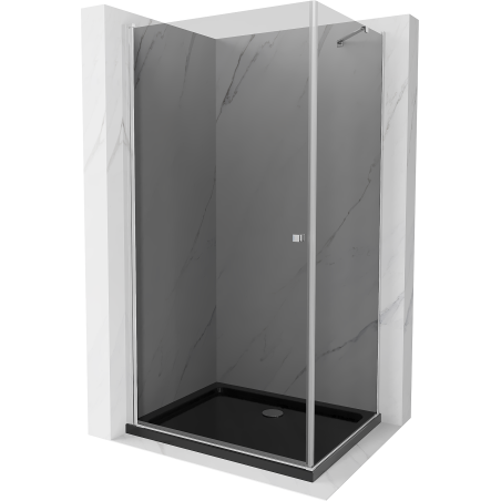 Mexen Pretoria 100 x 110 cm Hinged Shower Enclosure, Graphite, Chrome + Flat Tray, Black - 852-100-110-01-40-4070
