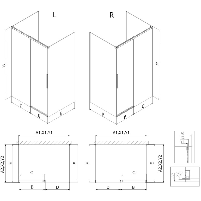 Mexen Rox-3S 3-sided sliding shower cabin 115 x 100 cm, transparent, white - 8C2-115-100-20-00-3S