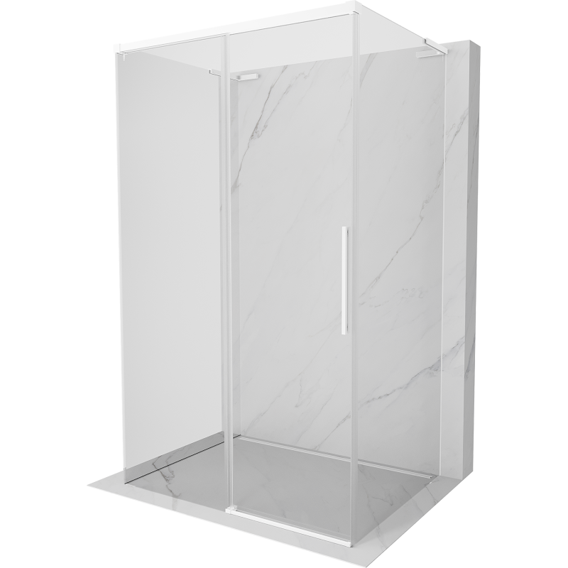 Mexen Rox-3S L 3-walled sliding shower cabin 120 x 85 cm, transparent, white - 8C2L-120-085-20-00-3S