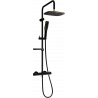 Mexen KX49 surface-mounted shower set with a rain shower head and thermostatic faucet, black/gold - 771504991-75