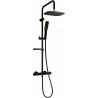 Mexen KX49 surface-mounted shower set with shower head and thermostatic mixer, black/gold - 771504991-75