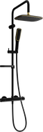 Mexen KX49 surface-mounted shower set with a rain shower head and thermostatic faucet, black/gold - 771504991-75