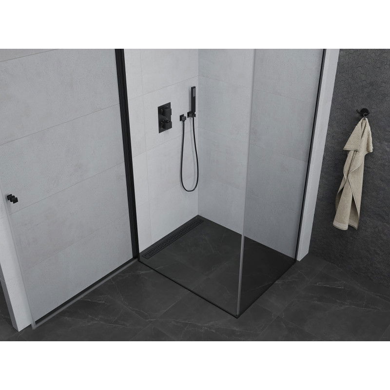 Mexen Pretoria 100 x 120 cm Hinged Shower Enclosure, Transparent, Black - 852-100-120-70-00