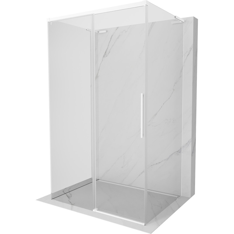 Mexen Rox-3S L 3-Sided Sliding Shower Enclosure 135 x 100 cm, Transparent, White - 8C2L-135-100-20-00-3S