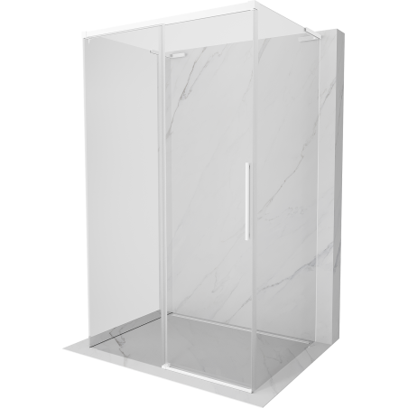 Mexen Rox-3S L 3-Sided Sliding Shower Enclosure 135 x 100 cm, Transparent, White - 8C2L-135-100-20-00-3S
