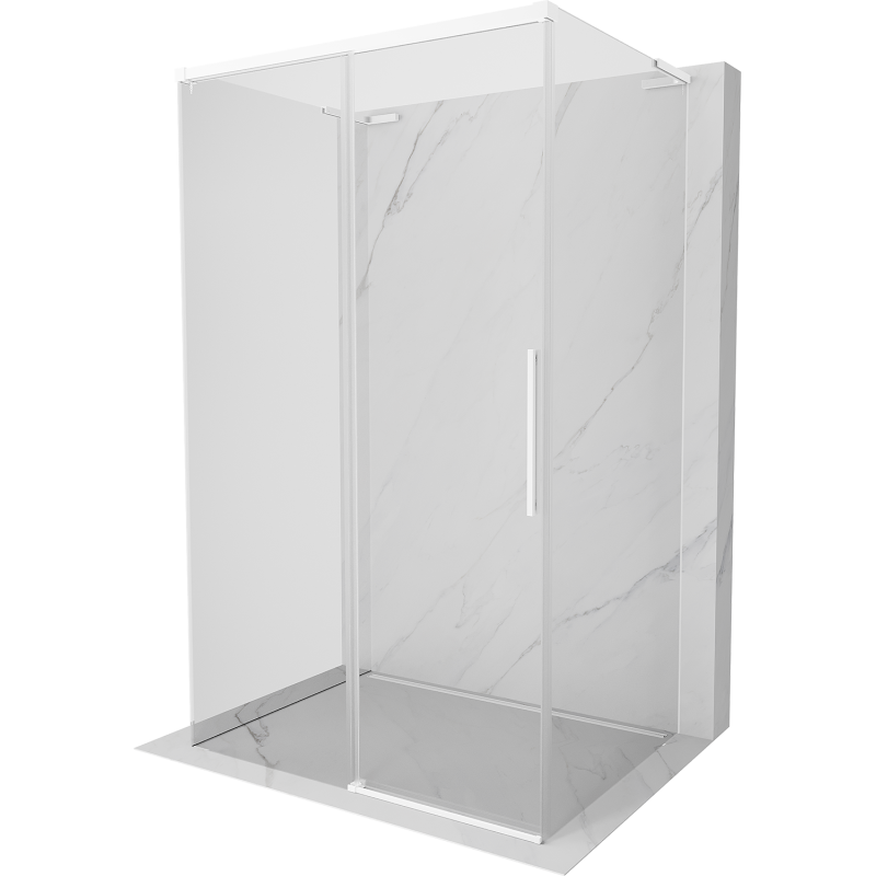 Mexen Rox-3S L 3-Sided Sliding Shower Cabin 160 x 120 cm, Transparent, White - 8C2L-160-120-20-00-3S