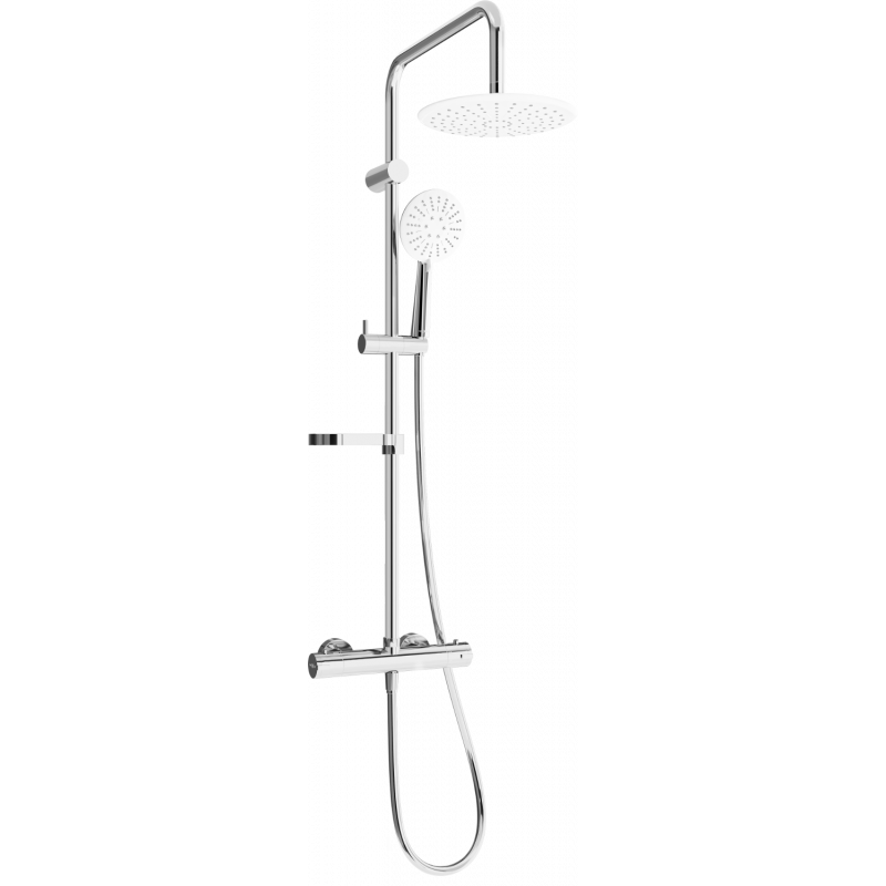 Mexen KX67 exposed shower set with rain shower and thermostatic mixer, chrome/white - 771506791-00