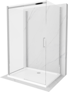 Mexen Omega extendable 3-walled shower cubicle 100 x 80 cm, transparent, Chrome + shower tray Flat - 825-100-080-01-00-3s-4010