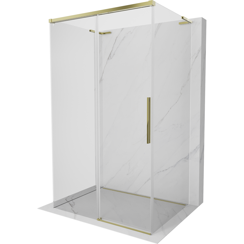 Mexen Rox-3S L 3-sided sliding shower enclosure 90 x 110 cm, transparent, gold - 8C2L-090-110-50-00-3S