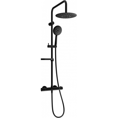 Mexen KX67 exposed shower set with rain showerhead and thermostatic faucet, black - 771506791-70