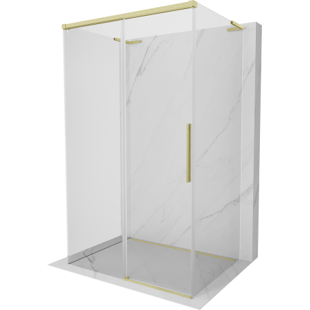 Mexen Rox-3S L 3-wall sliding shower cabin 90 x 75 cm, transparent, brushed gold - 8C2L-090-075-55-00-3S
