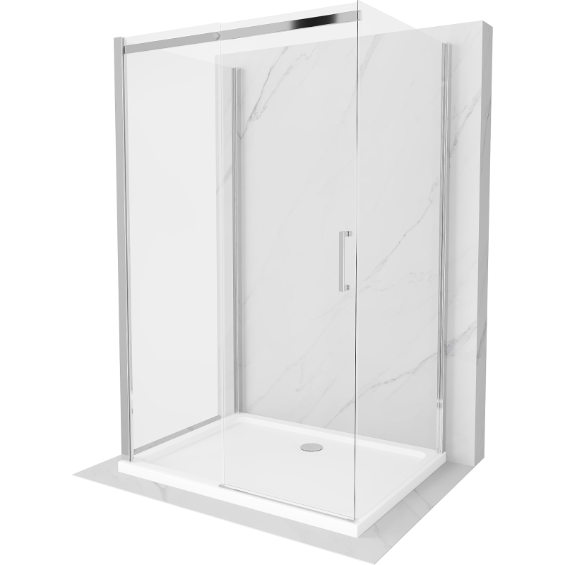 Mexen Omega-3S 3-wall shower enclosure, sliding 110x100 cm, transparent, chrome + Flat shower tray - 825-110-100-01-00-3s-4010