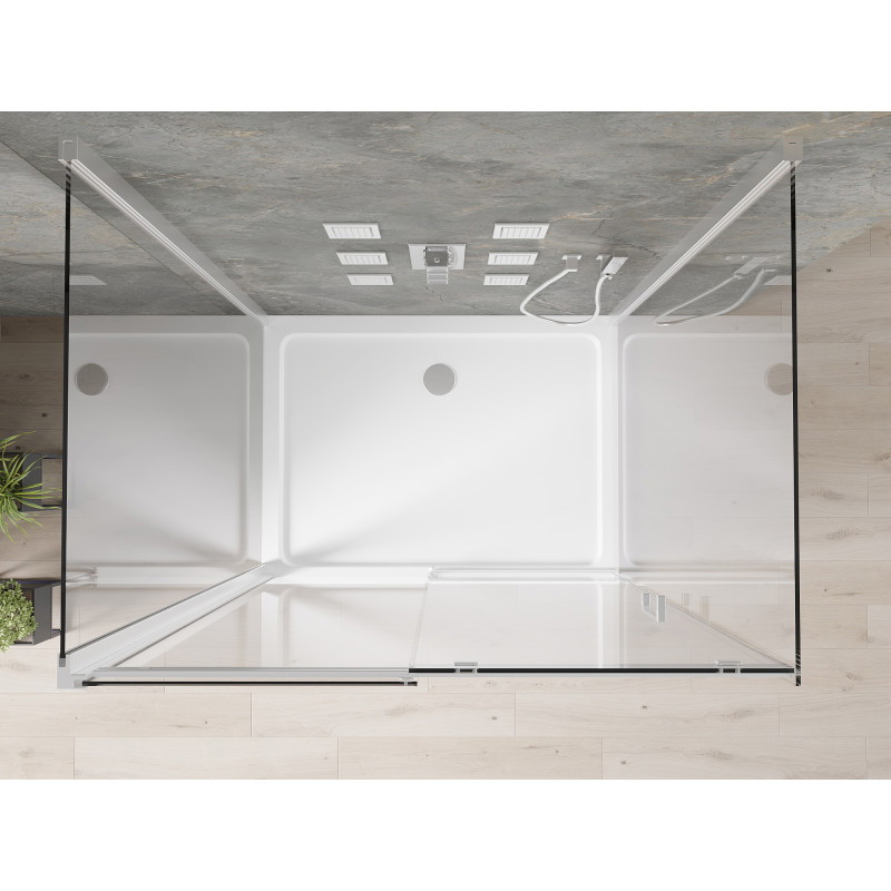Mexen Omega-3S 3-wall sliding shower cabin 120x80 cm, transparent, chrome + Flat shower tray - 825-120-080-01-00-3s-4010