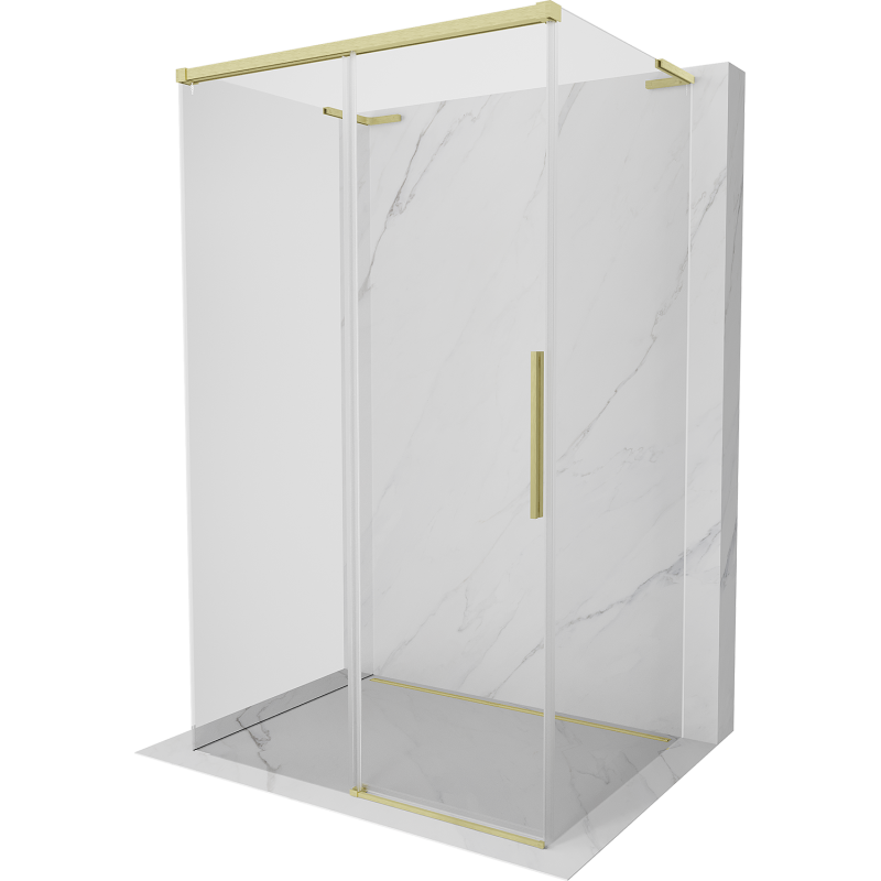 Mexen Rox-3S L 3-wall sliding shower cabin 155 x 95 cm, transparent, brushed gold - 8C2L-155-095-55-00-3S