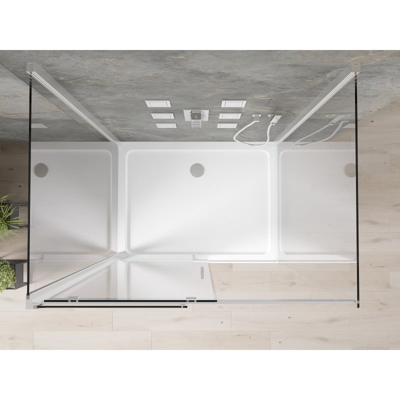 Mexen Omega-3S 3-Sided Shower Enclosure, Sliding 120x90 cm, Transparent, Chrome + Flat Shower Tray - 825-120-090-01-00-3s-4010