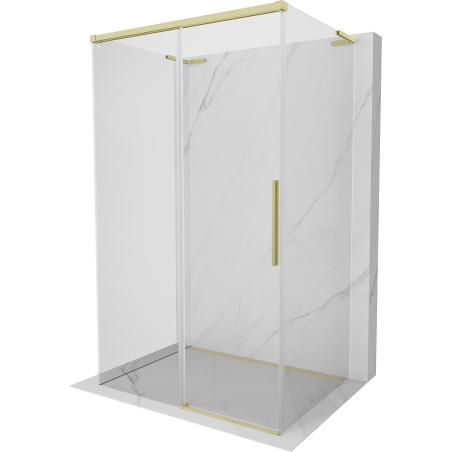 Mexen Rox-3S L 3-wall sliding shower cabin 135 x 100 cm, transparent, brushed gold - 8C2L-135-100-55-00-3S