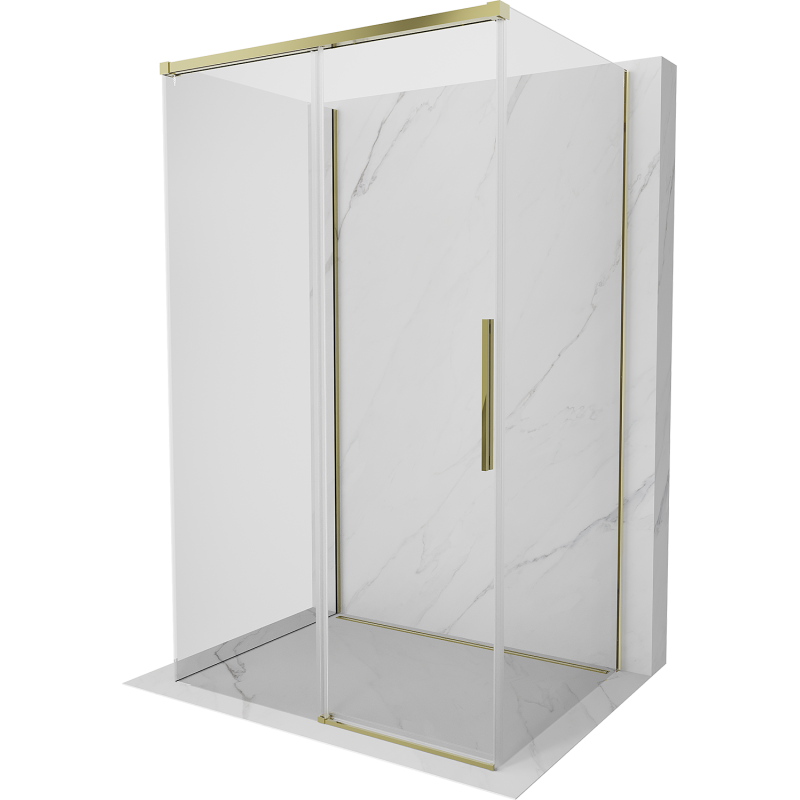 Mexen Rox-3S 3-wall sliding shower cabin 135 x 100 cm, transparent, gold - 8C2-135-100-50-00-3S