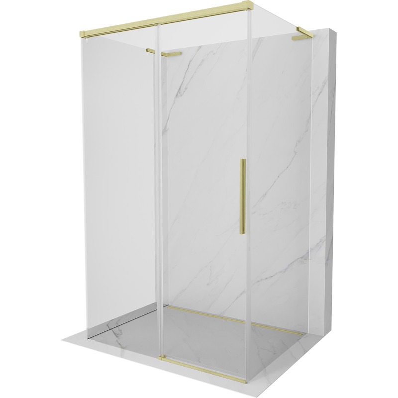 Mexen Rox-3S L 3-Wall Sliding Shower Cabin 135 x 110 cm, Transparent, Golden Brushed - 8C2L-135-110-55-00-3S