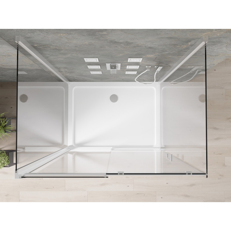 Mexen Omega-3S 3-wall shower cabin, sliding 130x80 cm, transparent, chrome + Flat shower tray - 825-130-080-01-00-3s-4010
