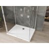 Mexen Omega extendable 3-walled shower cubicle 130 x 90 cm, transparent, Chrome + shower tray Flat - 825-130-090-01-00-3s-4010