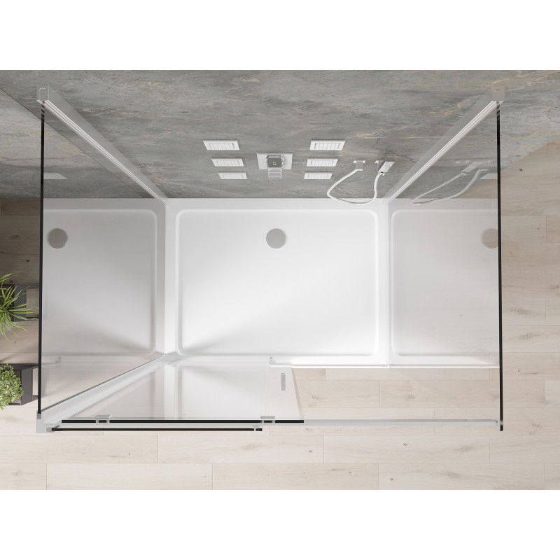 Mexen Omega-3S 3-sided shower cabin, sliding 130x100 cm, transparent, chrome + Flat shower tray - 825-130-100-01-00-3s-4010