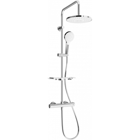 Mexen KT05 exposed shower set with rain shower and thermostatic faucet, chrome/white - 771500593-00