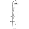 Mexen KT05 surface-mounted shower set with a rainmaker and thermostatic mixer tap, Chrome/White - 771500593-00
