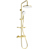 Mexen KT05 surface-mounted shower set with a rainmaker and thermostatic mixer tap, Gold/White - 771500593-50