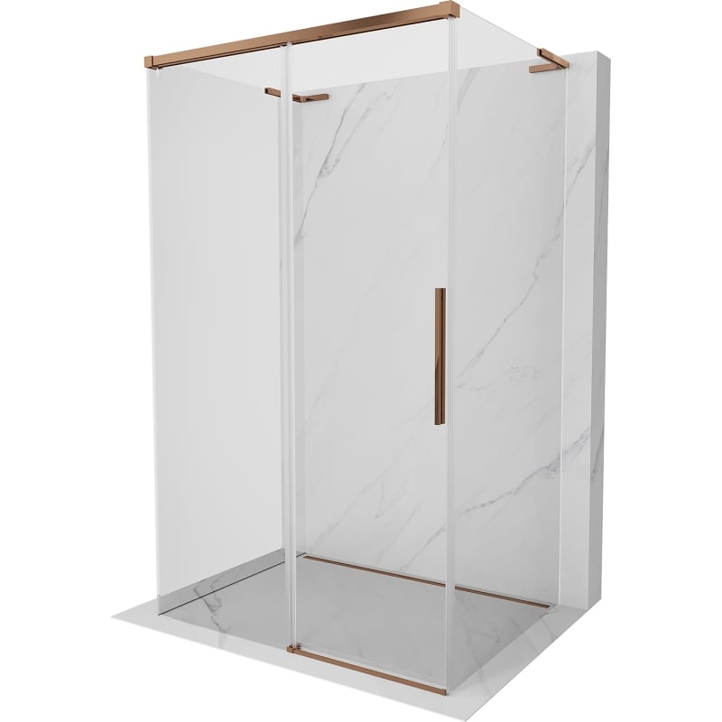 Mexen Rox-3S L 3-wall sliding shower enclosure 125 x 110 cm, transparent, pink gold - 8C2L-125-110-60-00-3S
