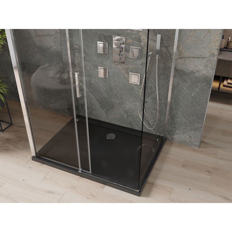 Mexen Omega-3S 3-wall shower cabin, sliding 100x80 cm, transparent, chrome + Flat tray - 825-100-080-01-00-3s-4070
